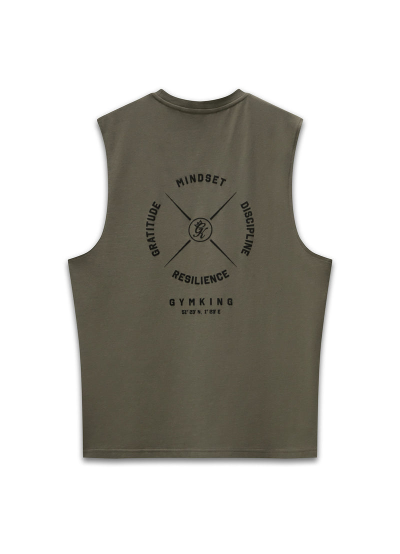 Gym King Compass Tank - Deep Khaki