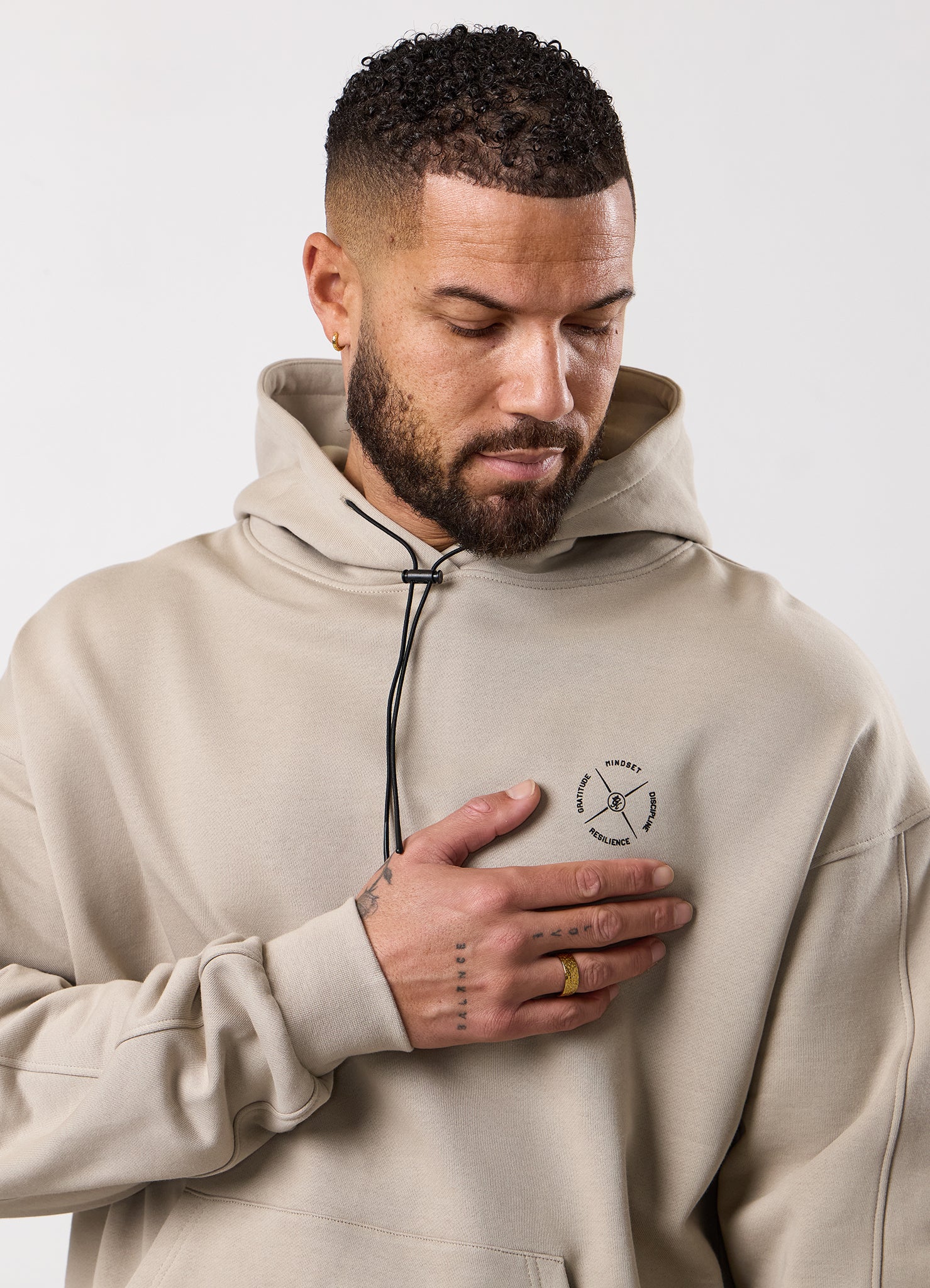 Gym King Stoic Krafla Loopback Hood - Sand Stone