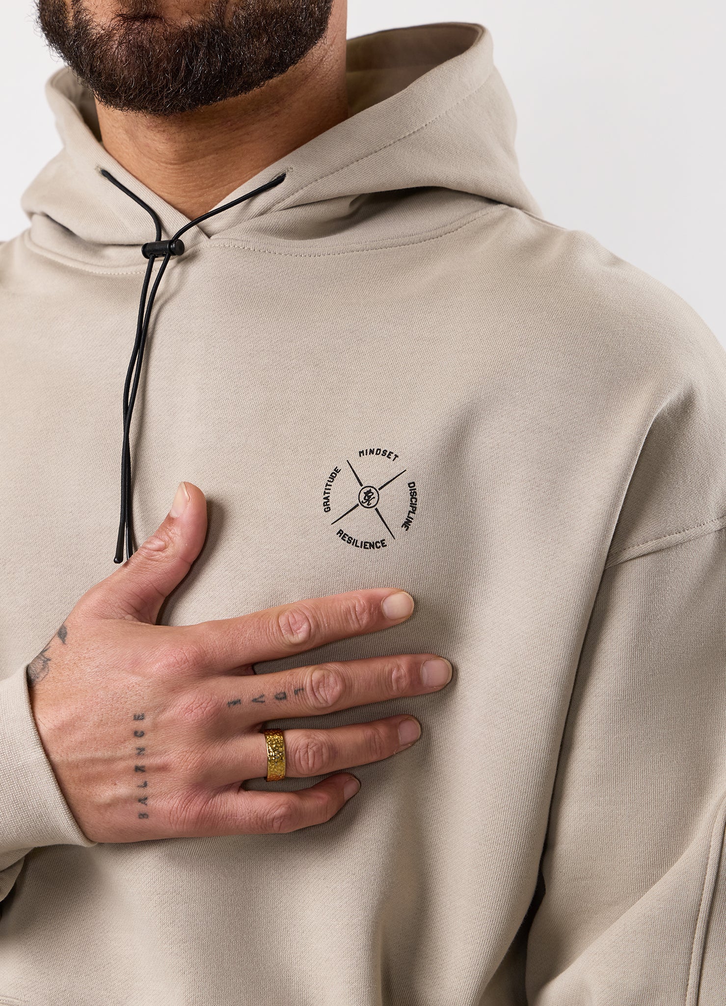 Gym King Stoic Krafla Loopback Hood - Sand Stone