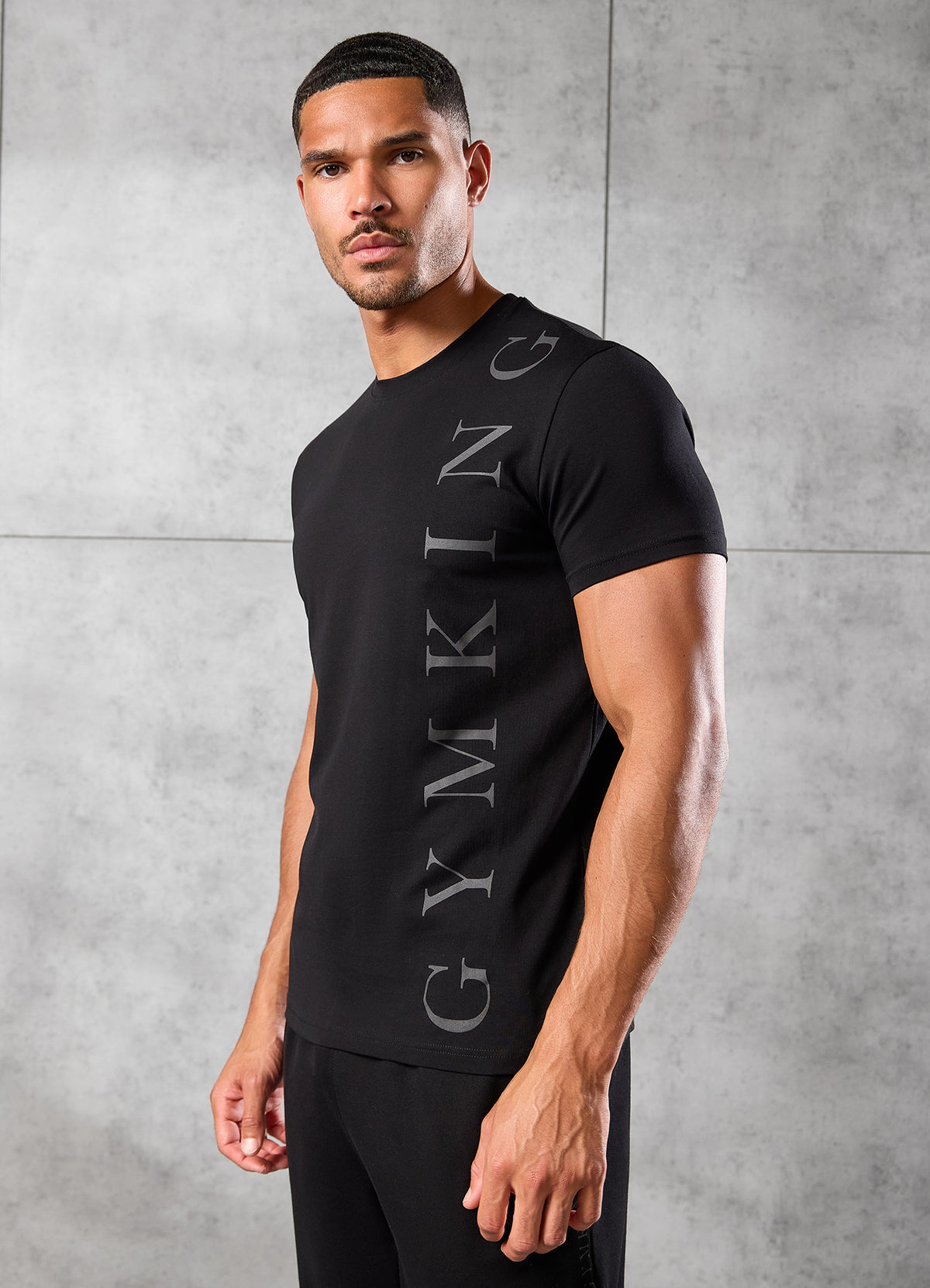 Gym King T-shirt met tekstlogo - Zwart/Zwart
