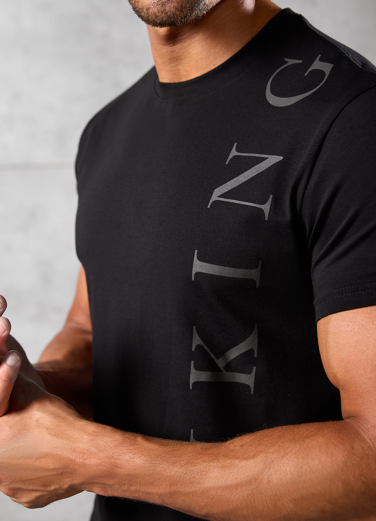 Gym King T-shirt met tekstlogo - Zwart/Zwart