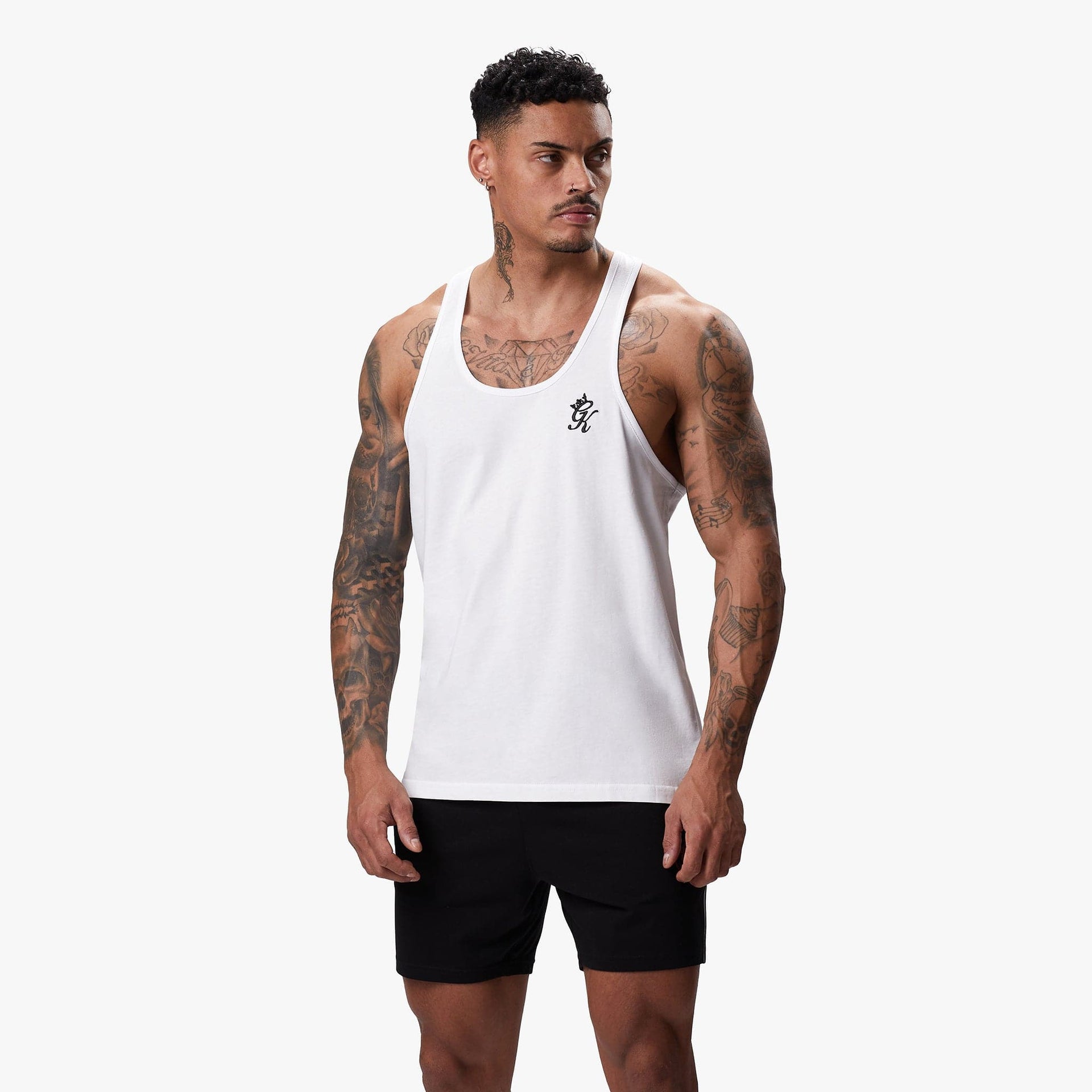 Gym King white stringer vest men’s gym tank
