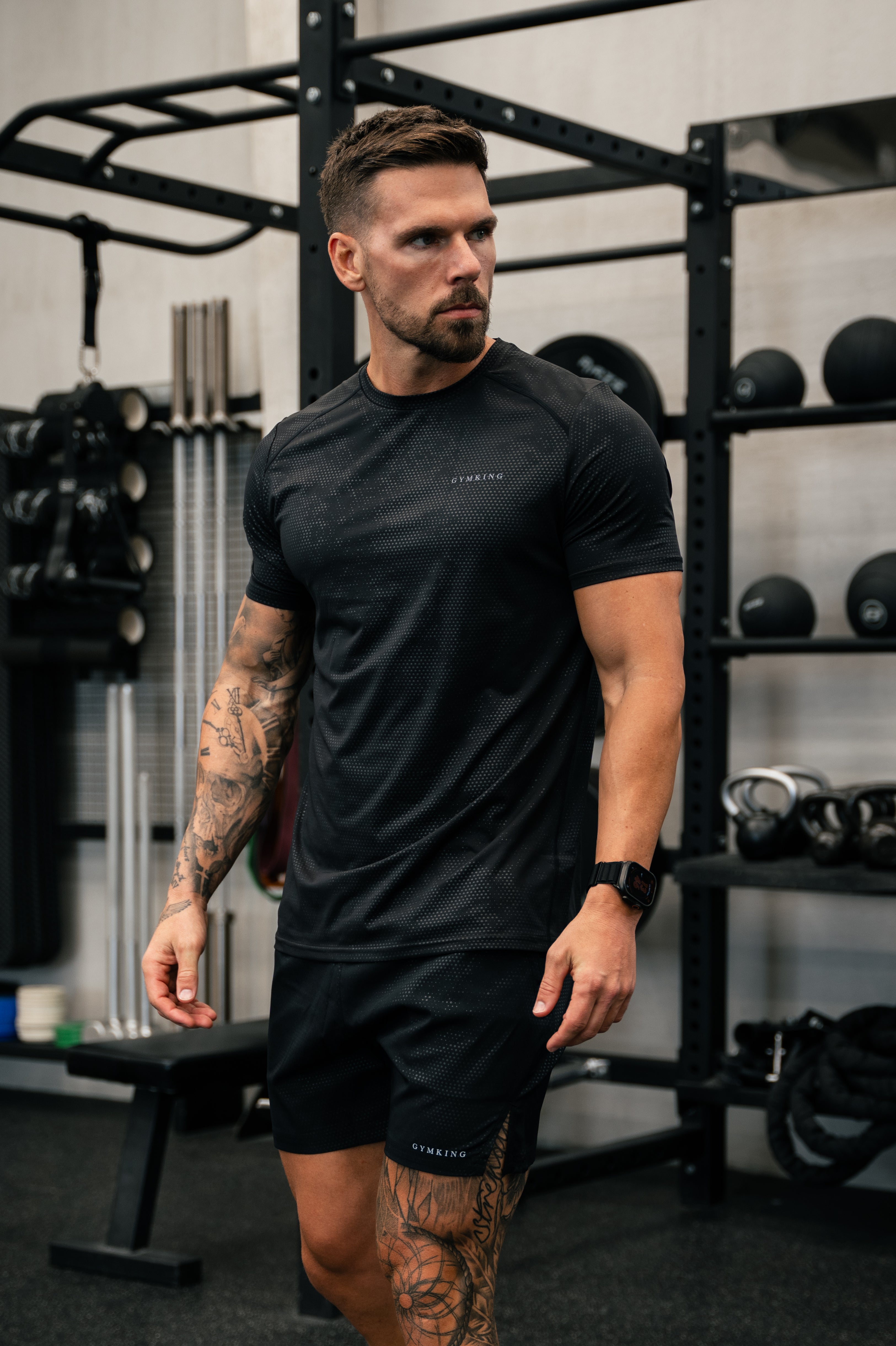 Gym King Debossed Pixel Tee - Black