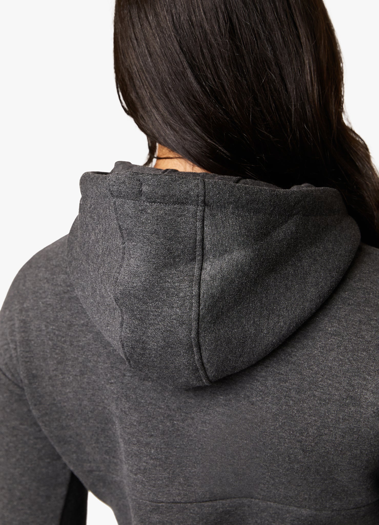 Gym King Sky Fleece Crop Hoodie Charcoal Marl White GYM KING