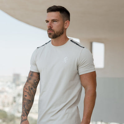 Gym King Taped Jersey Tee - Light Stone
