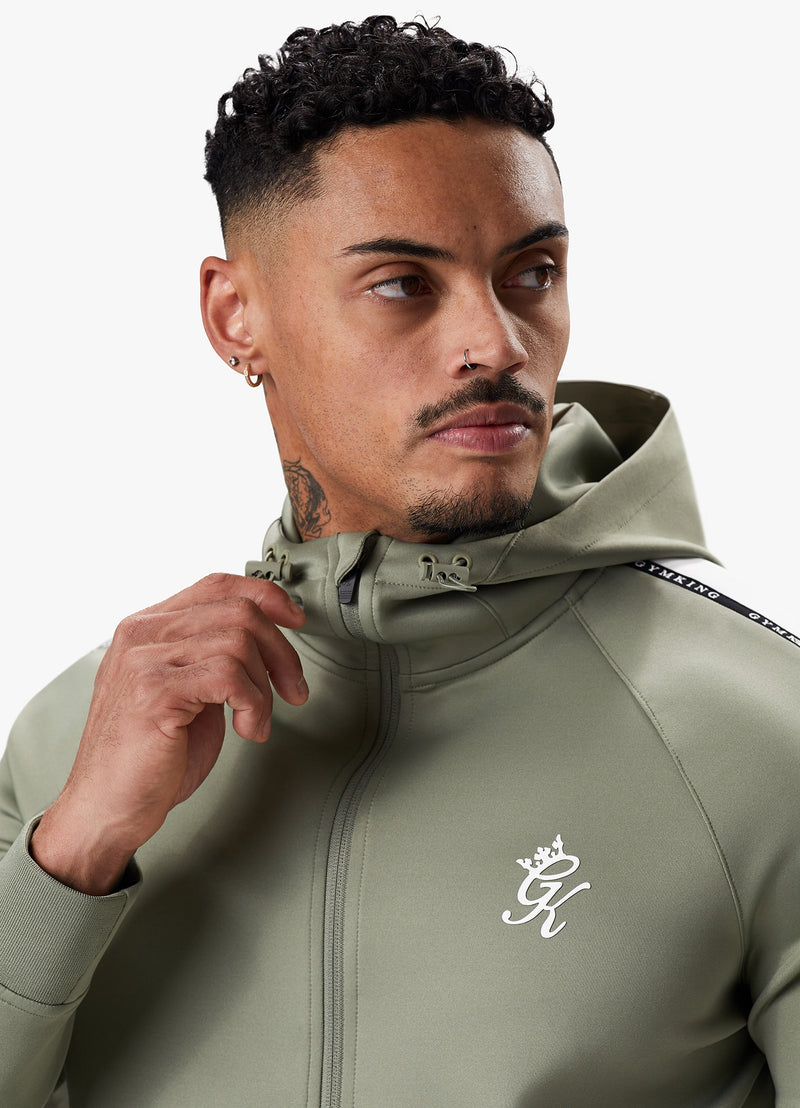 Gym King Taped Core Plus FZ Hood - Soft Khaki