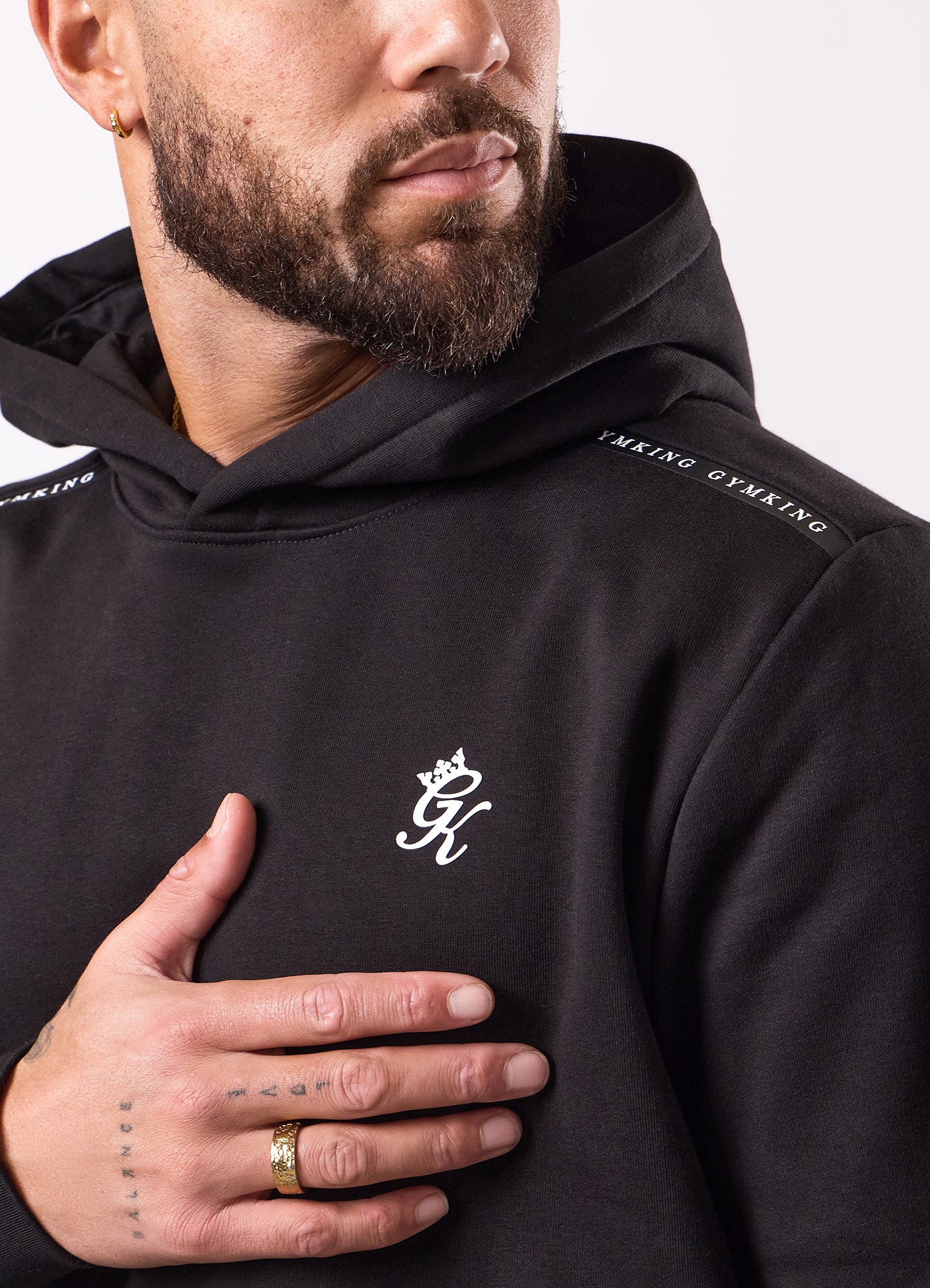 Gym King Taped Fleece Hood - Black