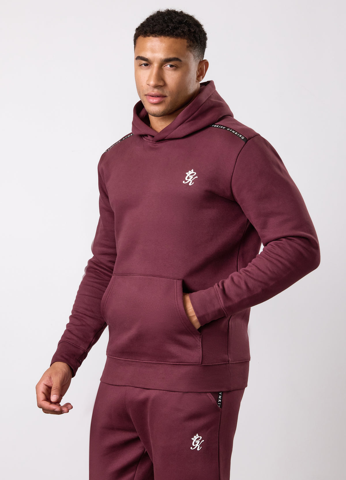 Gym King Taped Fleece Hoodie - Burnt Fig