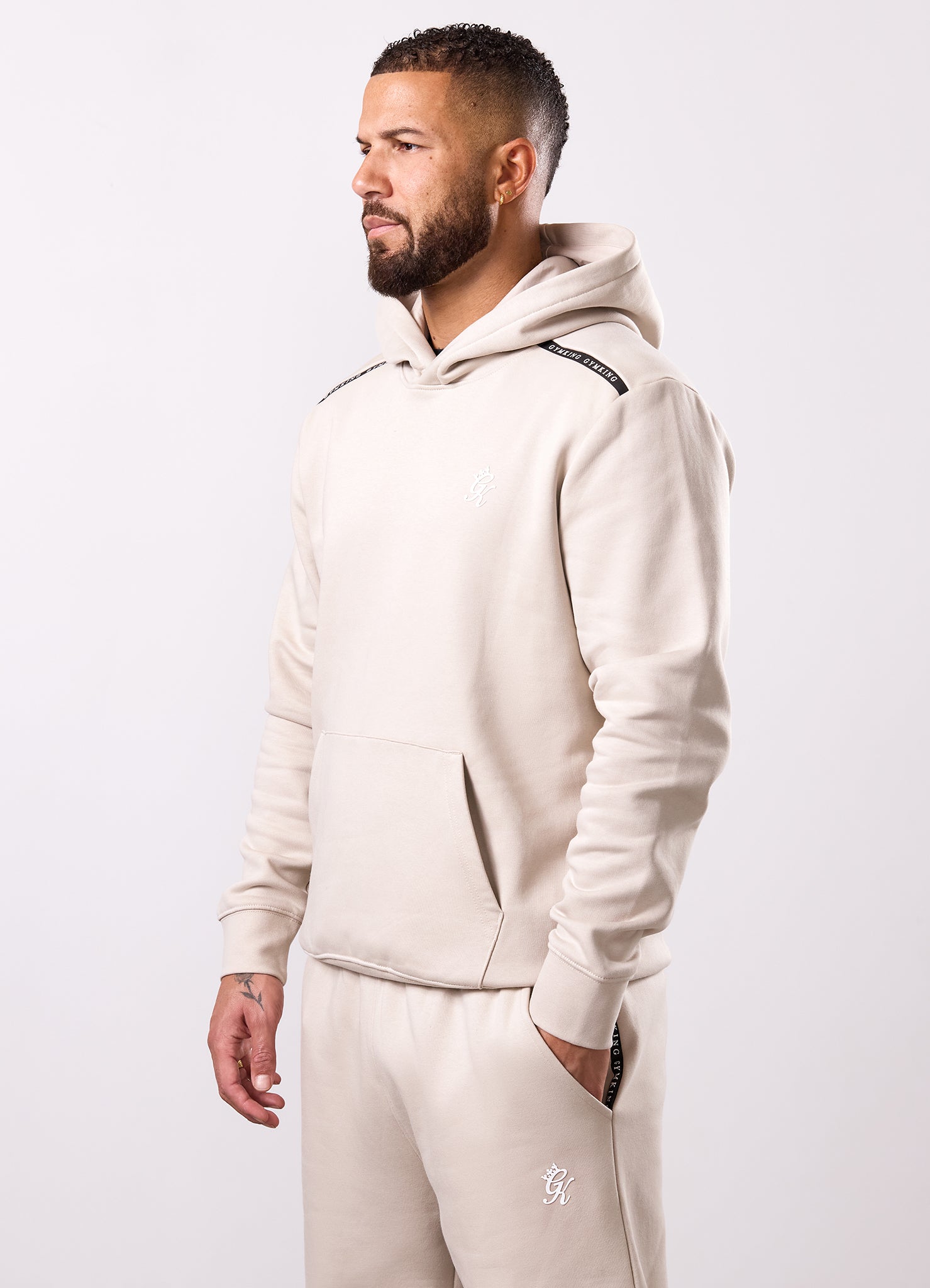 Gym King Taped Fleece Tracksuit - Light Stone