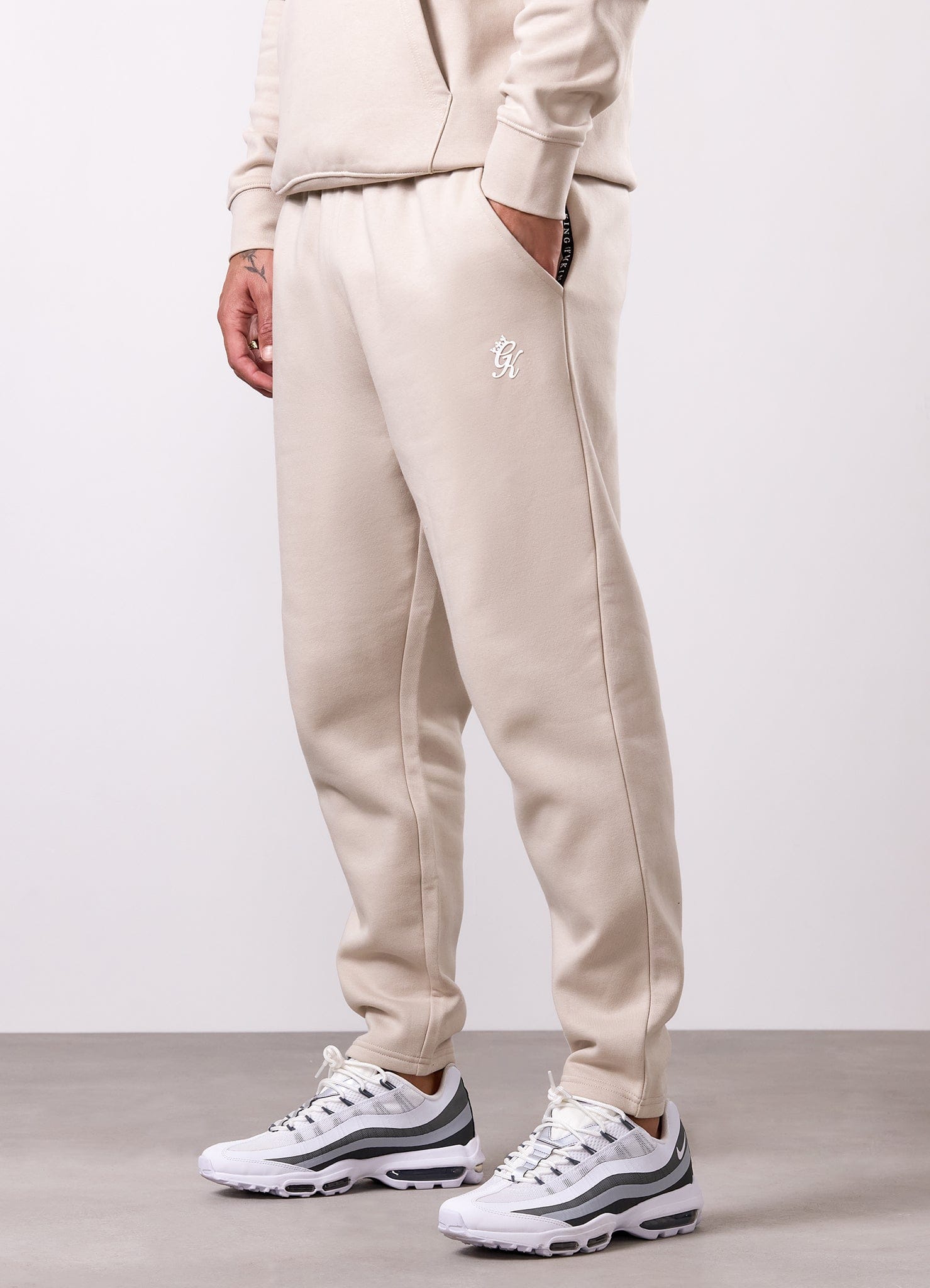 Gym King Taped Fleece Jogger - Light Stone