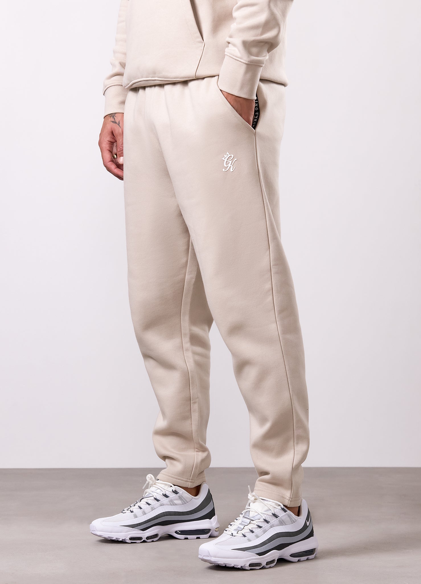 Gym King Taped Fleece Tracksuit - Light Stone