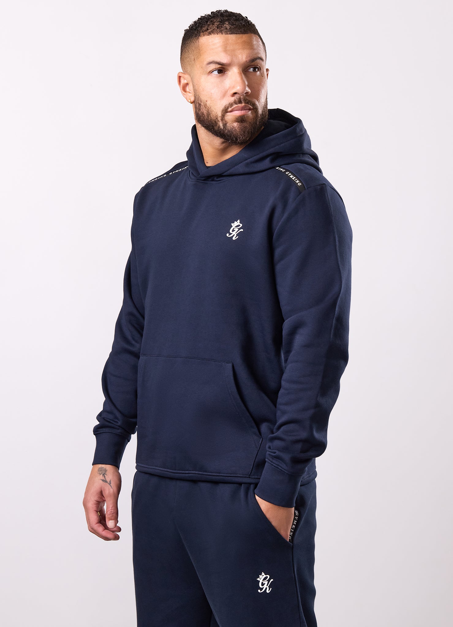 Gym King Taped Fleece Hood - Navy