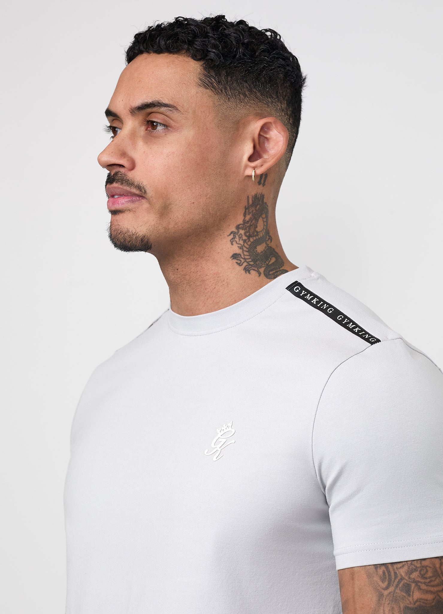 Gym King Taped Jersey Tee - Light Grey