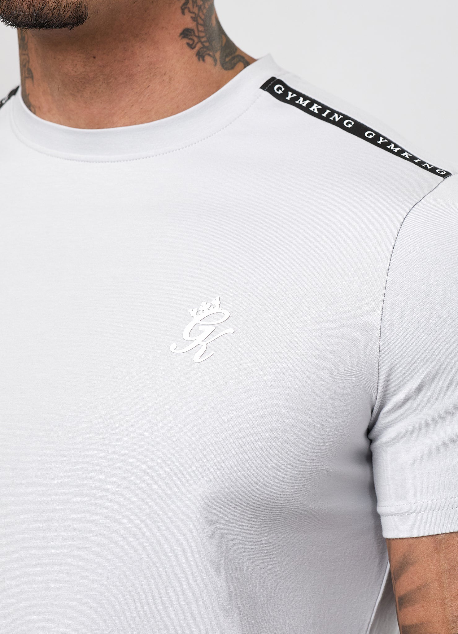 Gym King Taped Jersey Tee - Light Grey