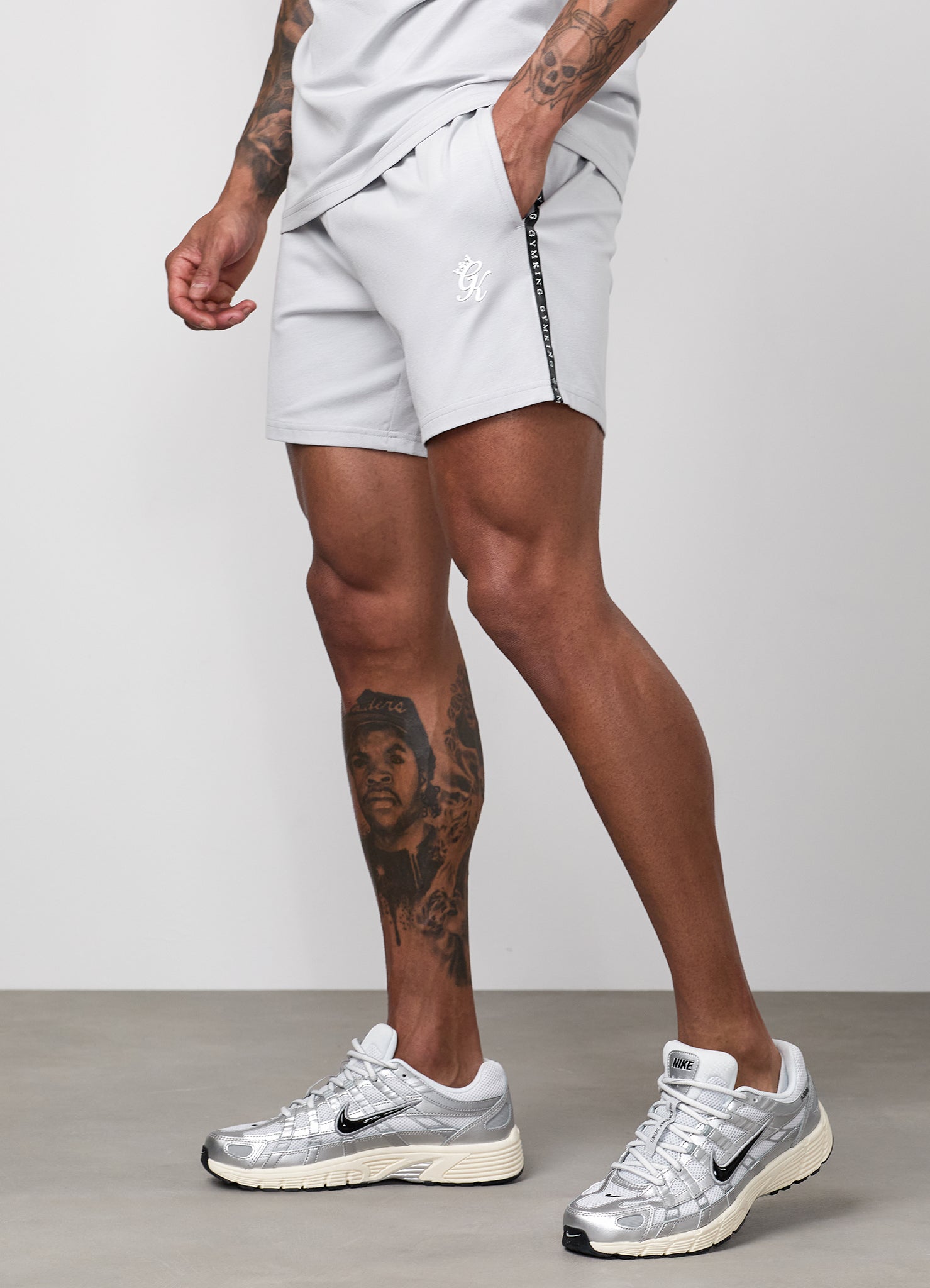 Gym King Taped Jersey Short - Light Grey