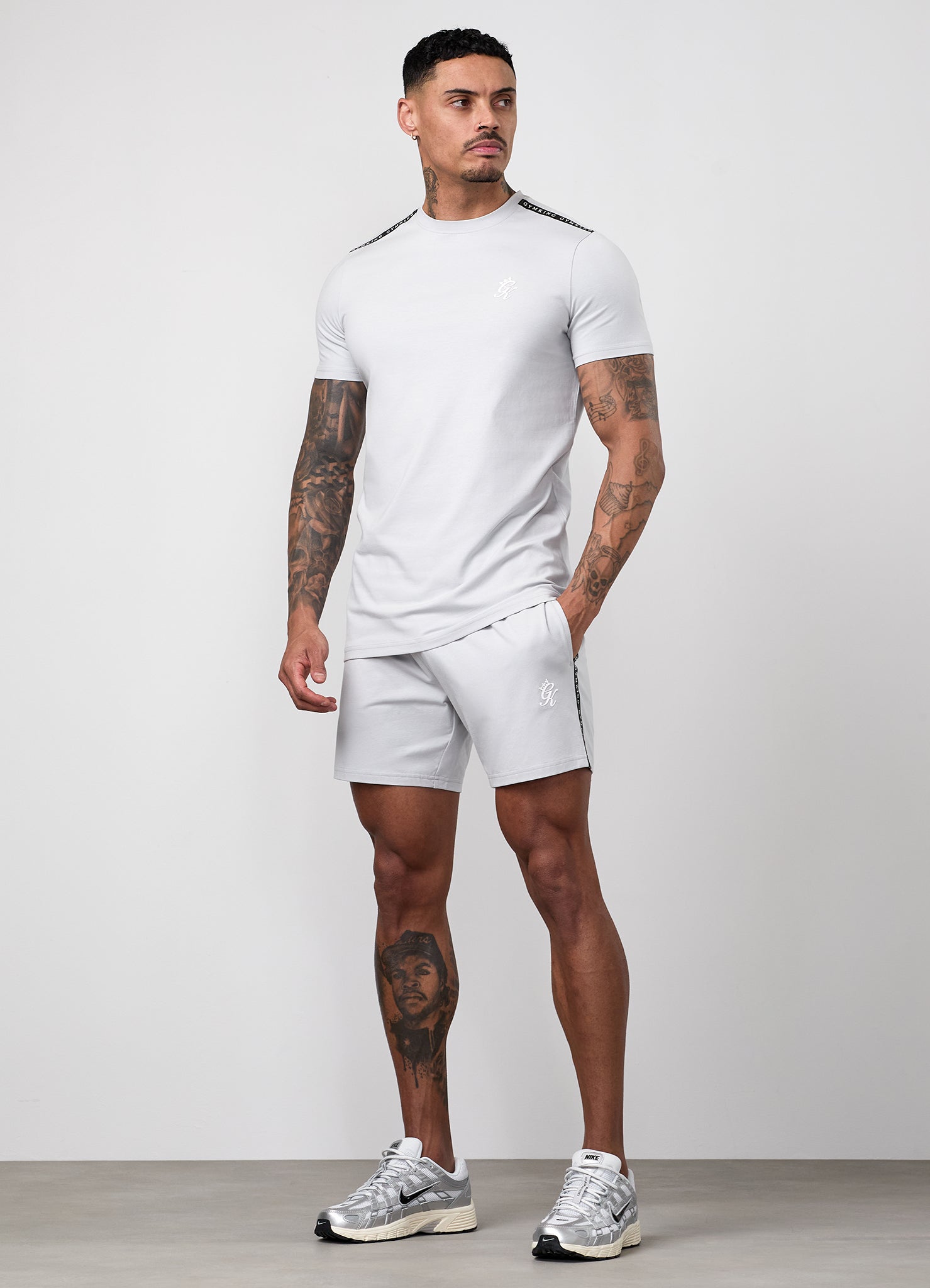 Gym King Taped Jersey Tee - Light Grey