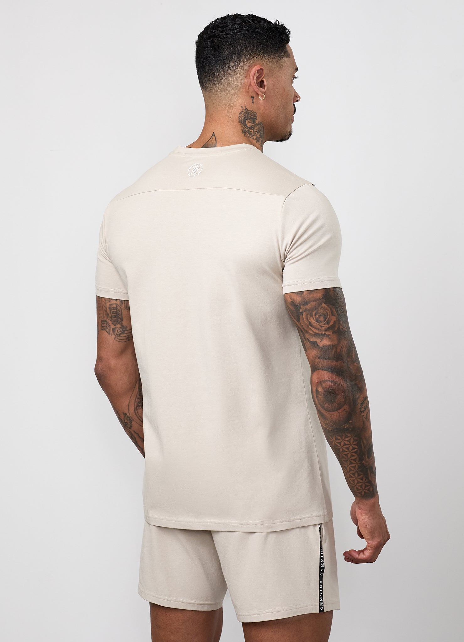 Gym King Taped Jersey Tee - Light Stone