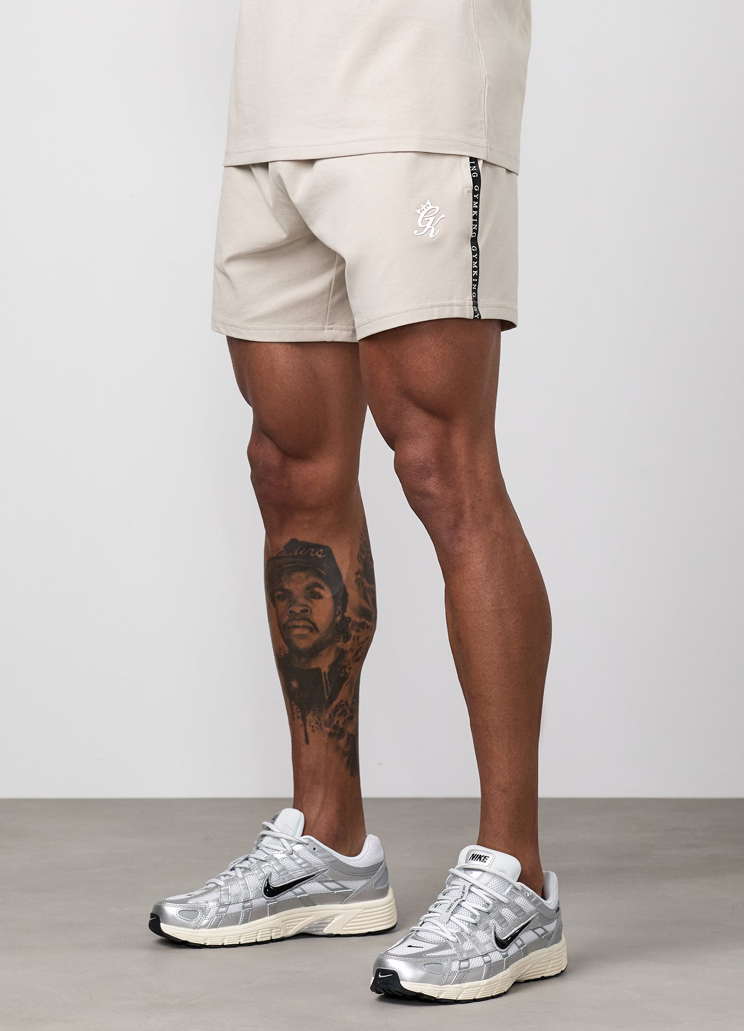 Gym King Taped Jersey Short - Light Stone