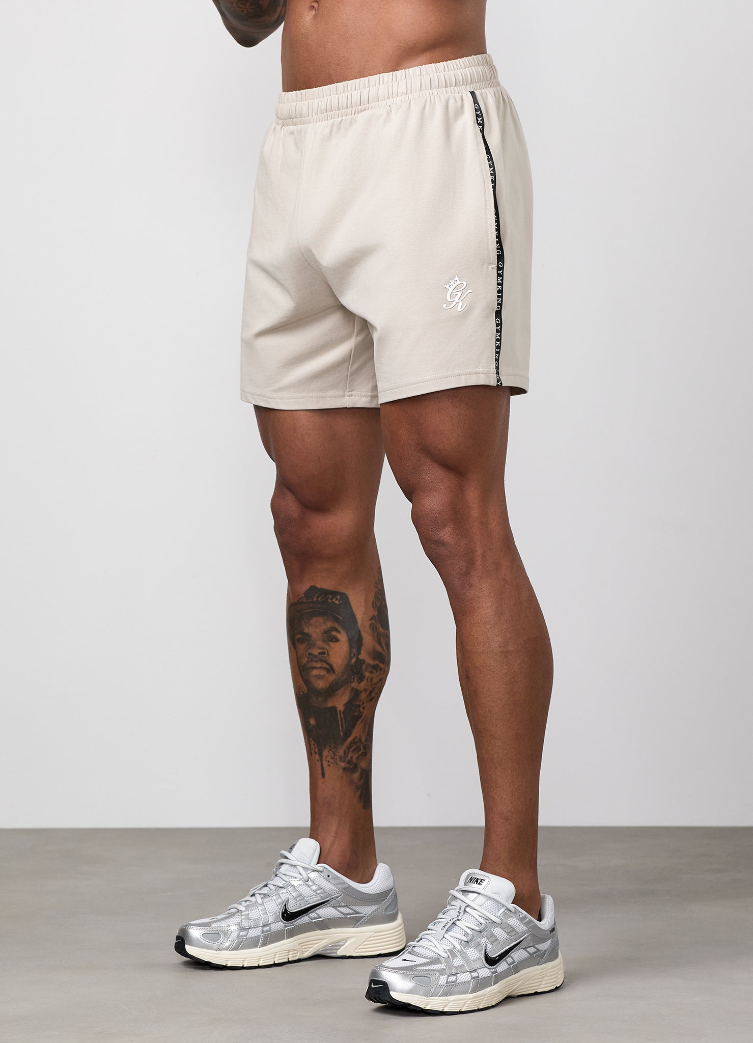 Gym King Taped Jersey Short - Light Stone