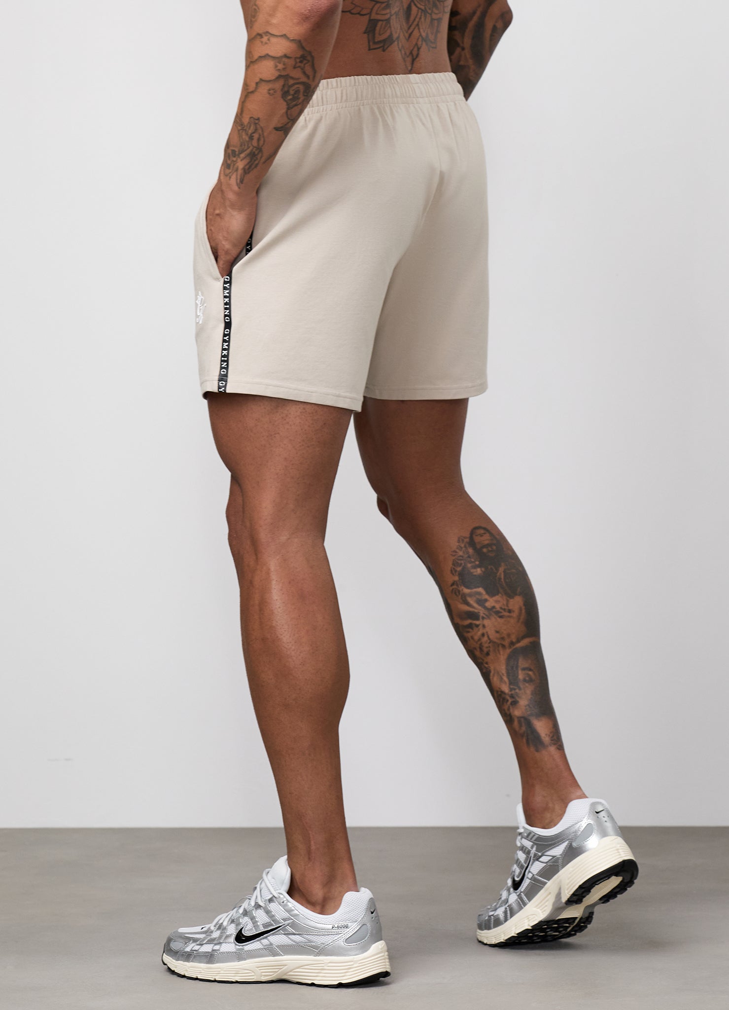 Gym King Taped Jersey Short - Light Stone