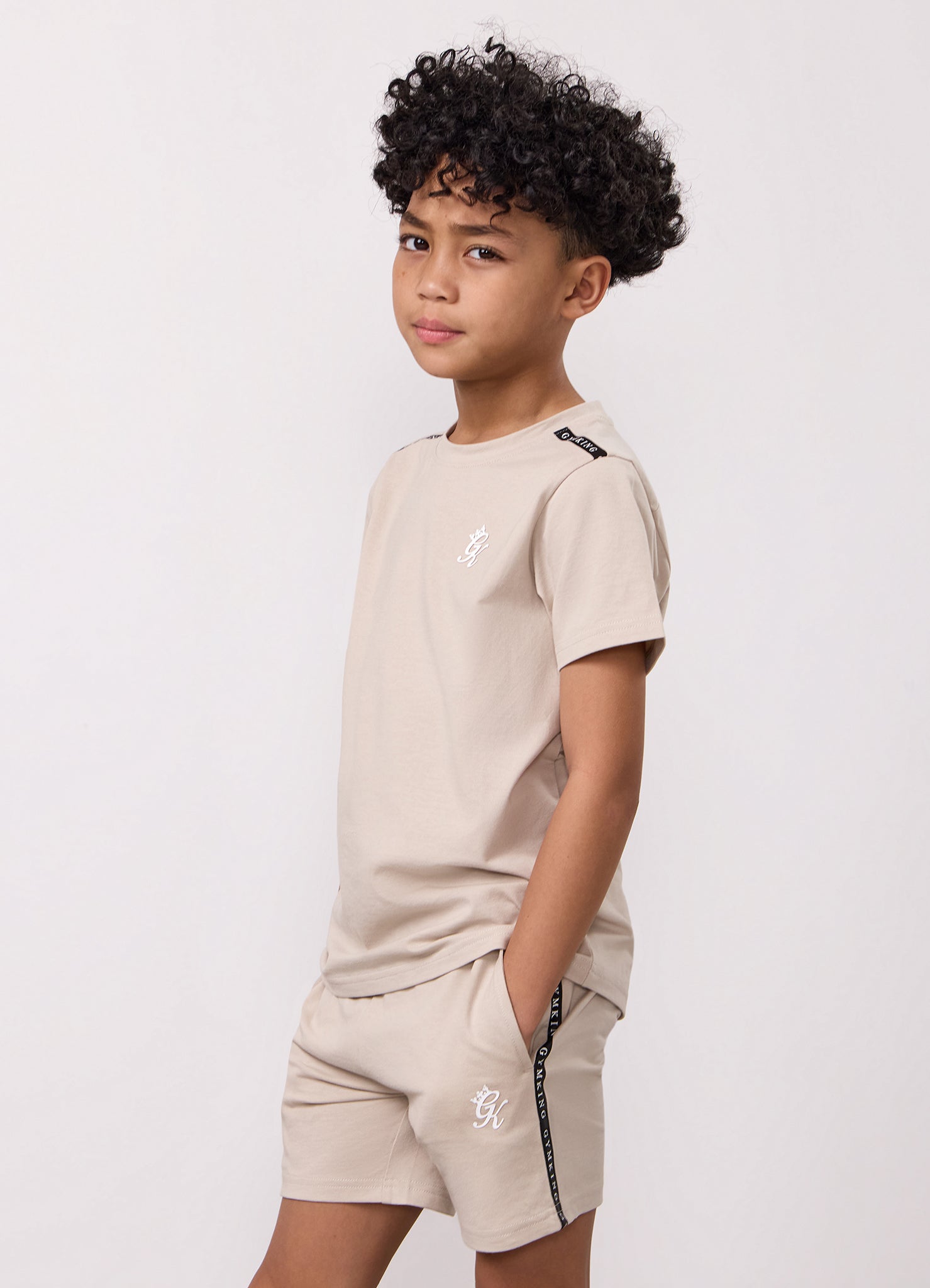 Gym King Younger Kids Taped Tee - Light Stone