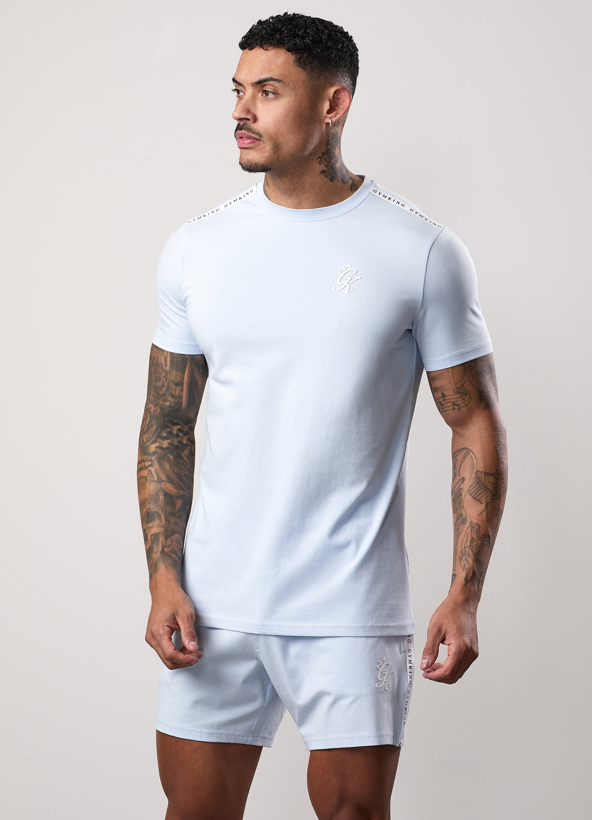 Gym King Taped Jersey T-Shirt - Sky Blue