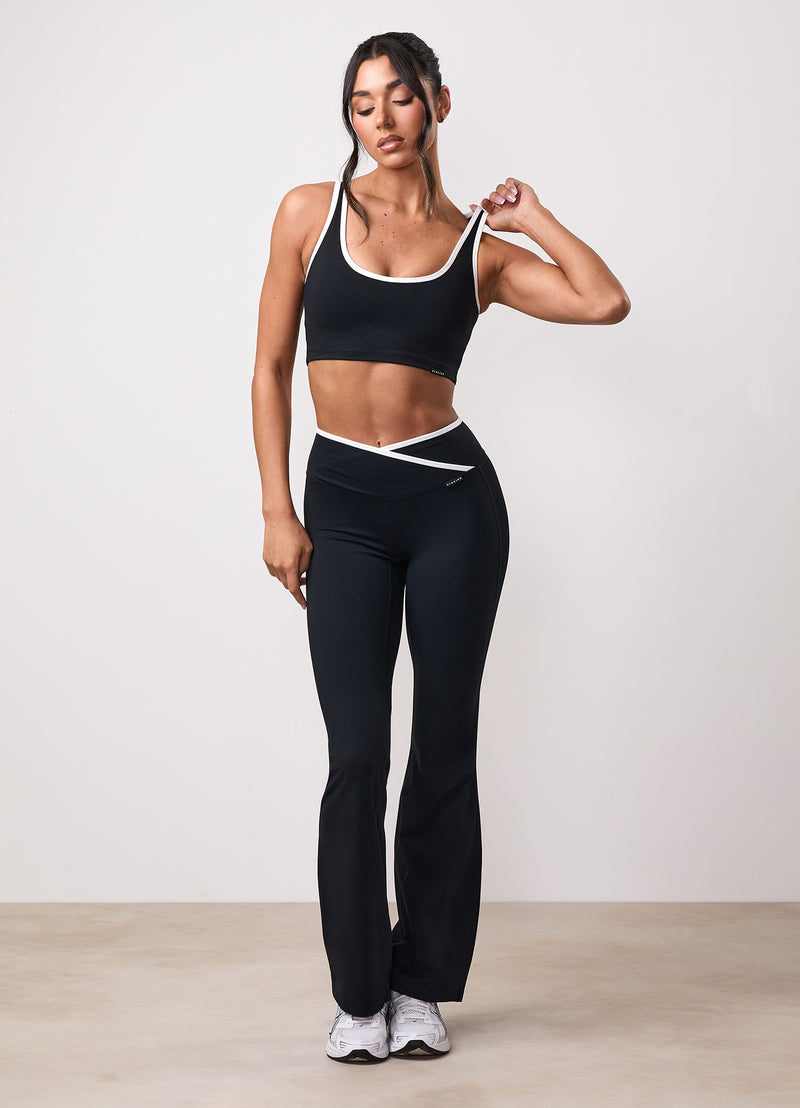 GKW Wrap Over Contrast Yoga Pant Petite - Black