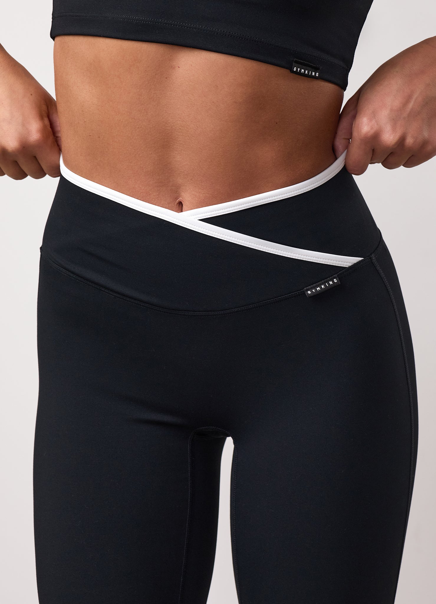 GKW Wrap Over Contrast Yoga Pant Petite - Black