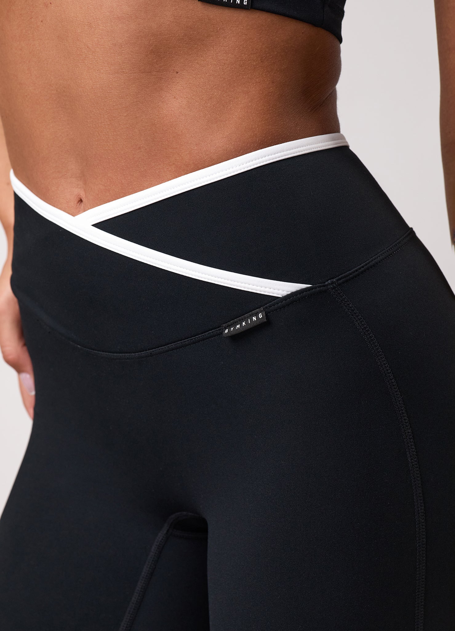 GKW Wrap Over Contrast Yoga Pant Petite - Black