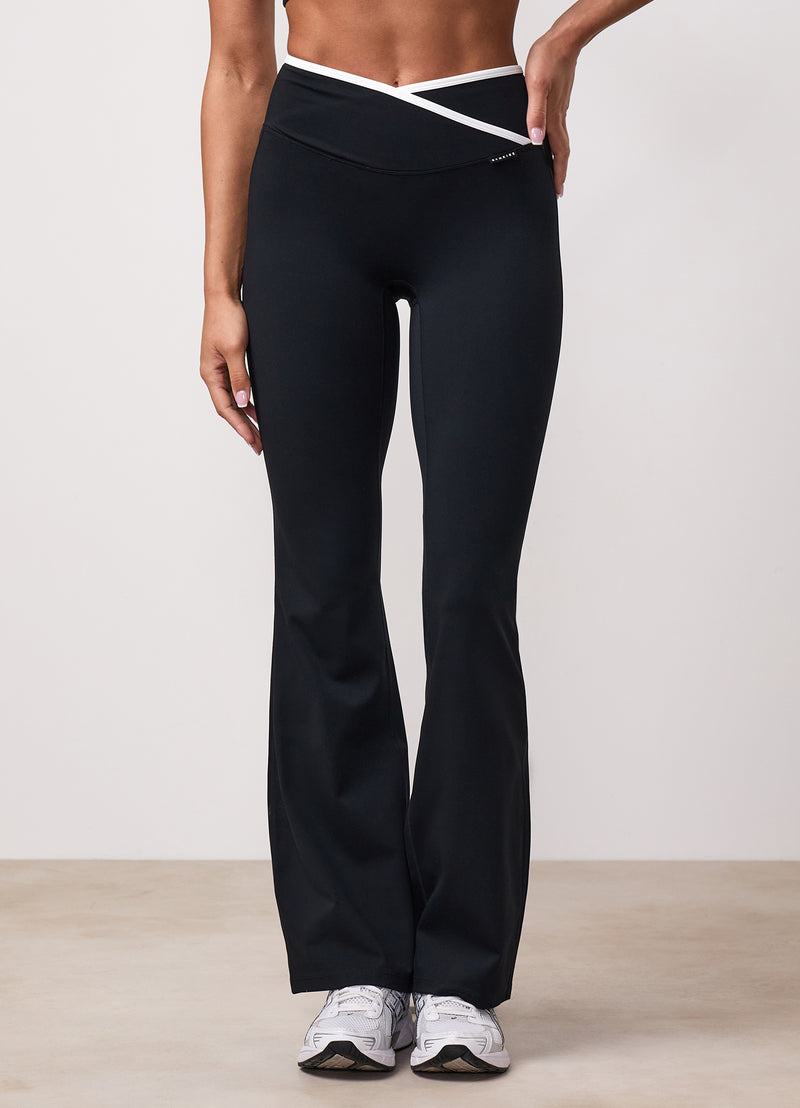 GKW Wrap Over Contrast Yoga Pant - Black