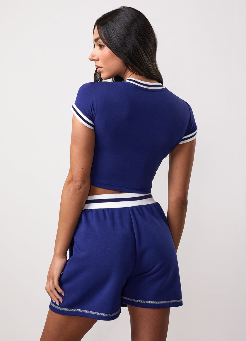 Team GKW Crop Tee With Tipping - Galaxy Blue
