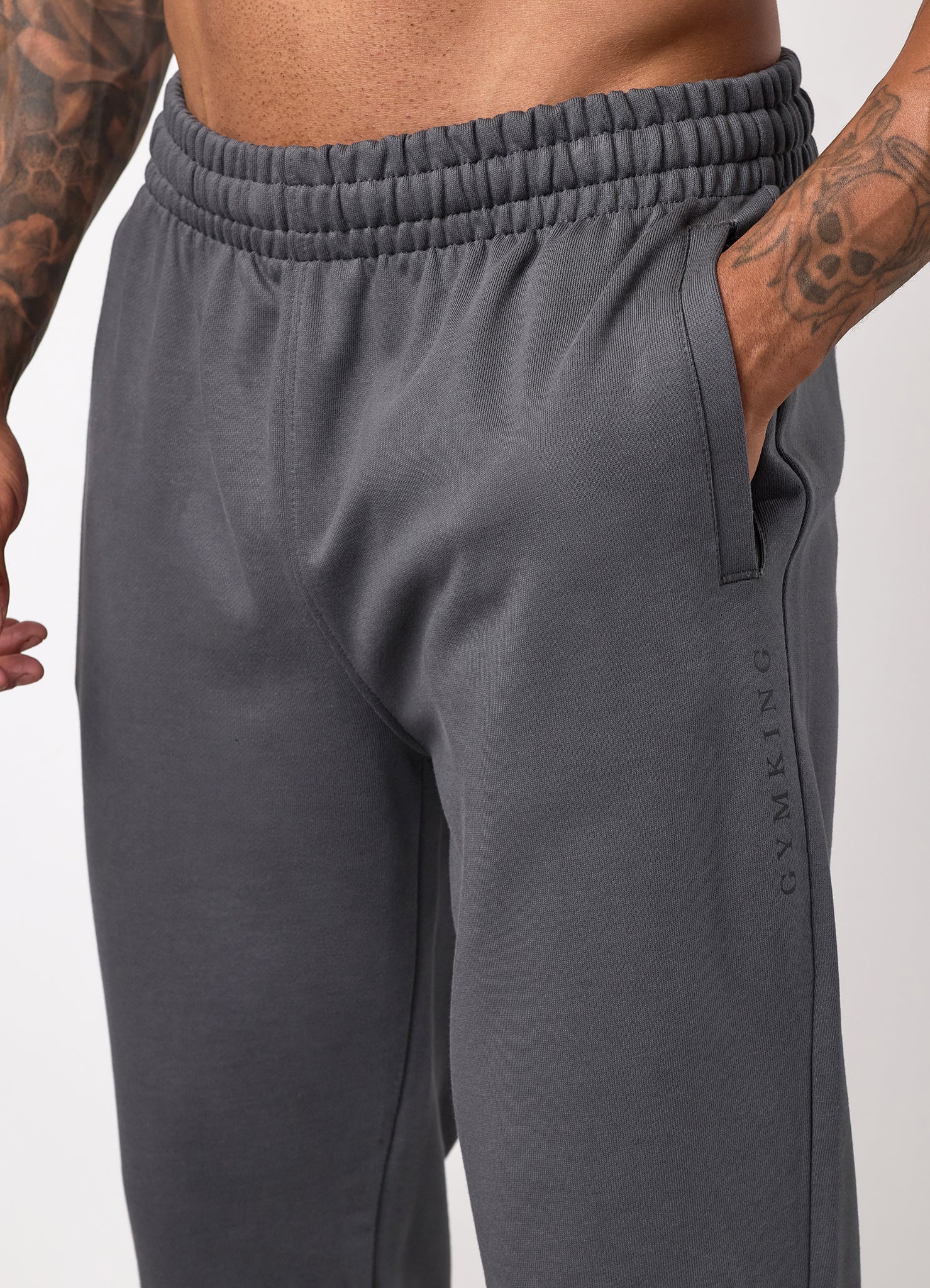 Gym King Text Logo Loopback Jogger - Alloy Grey
