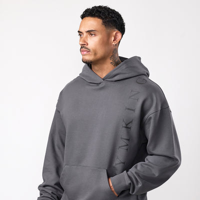 Gym King Text Logo Loopback Hoodie - Alloy Grey