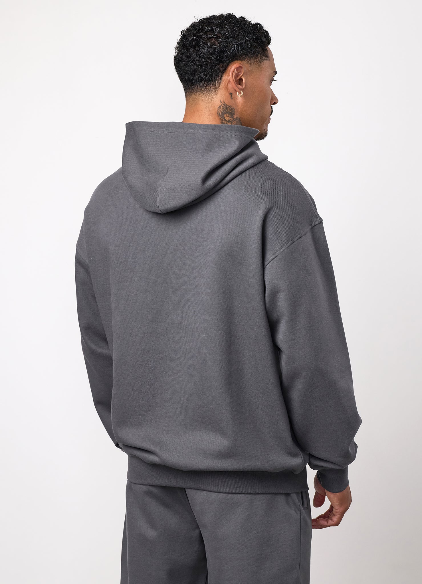 Gym King Text Logo Loopback Hoodie - Alloy Grey