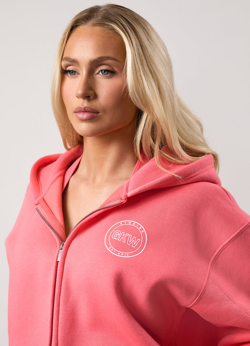 Gym King Transform Full Zip Hood - Coral