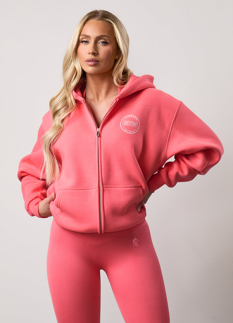 Gym King Transform Full Zip Hood - Coral