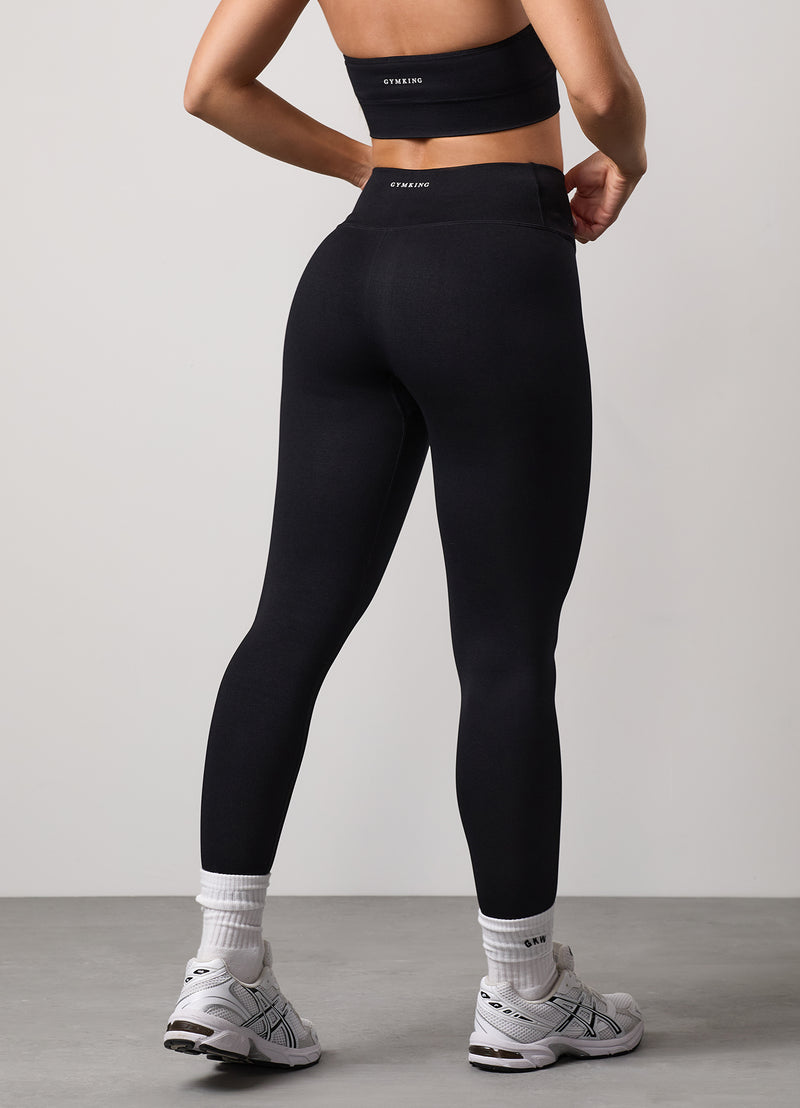 Gym King Transform Seamless Wrap Over Waist Leggings - Black