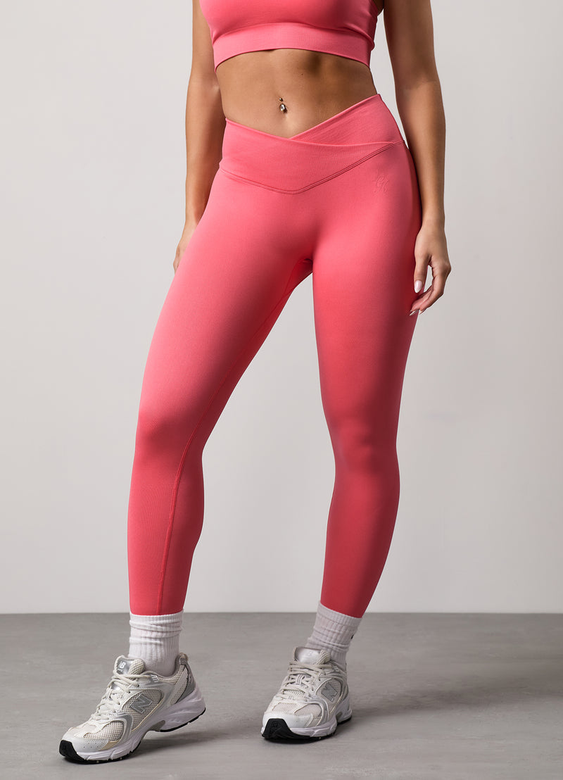 Gym King Transform Seamless Wrap Over Waist Leggings - Coral