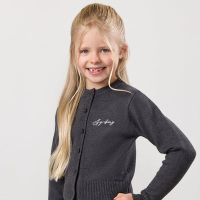 Gym King Kids True Knit Fitted Cardigan - Charcoal