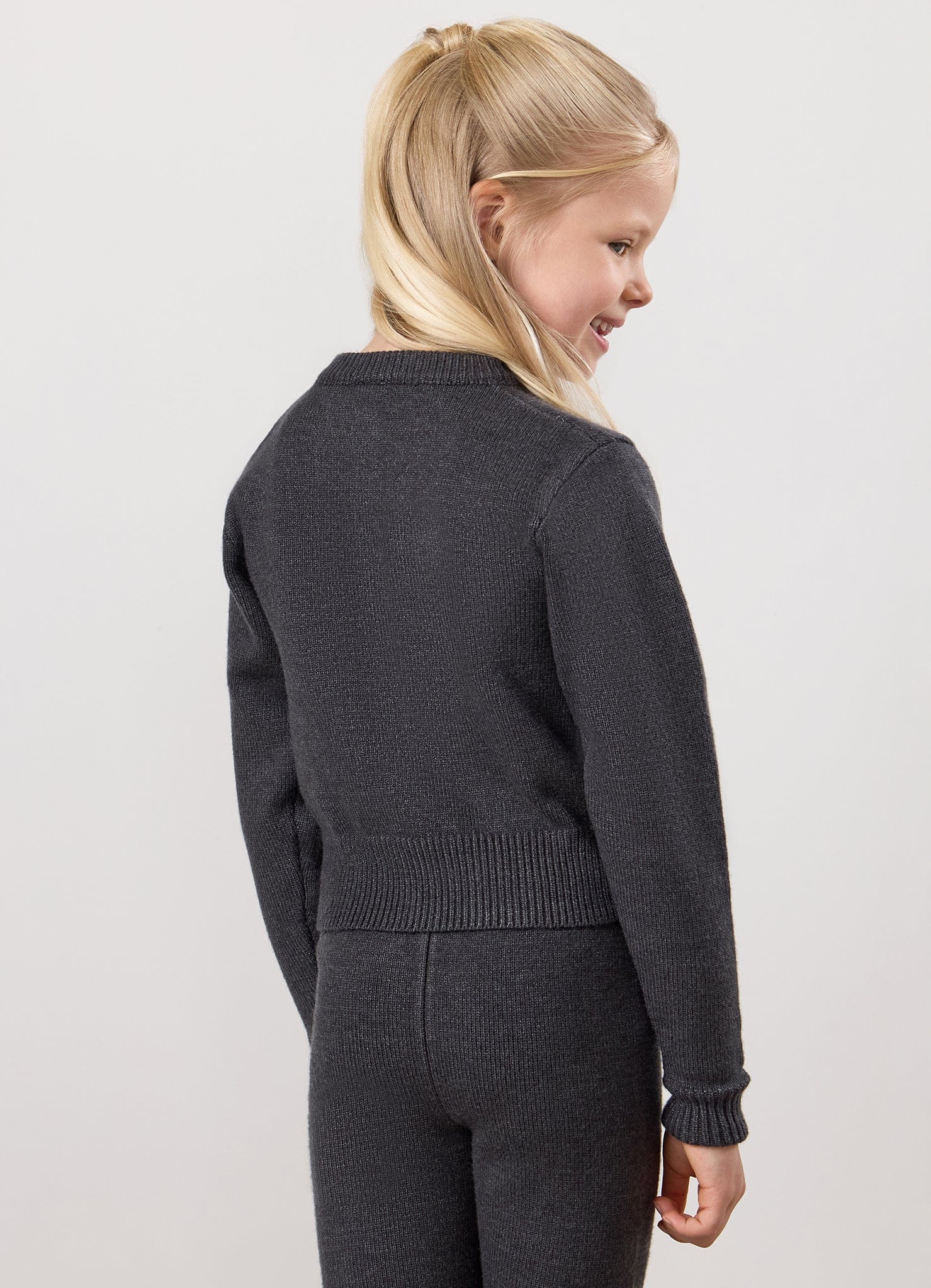 Gym King Kids True Knit Fitted Cardigan - Charcoal