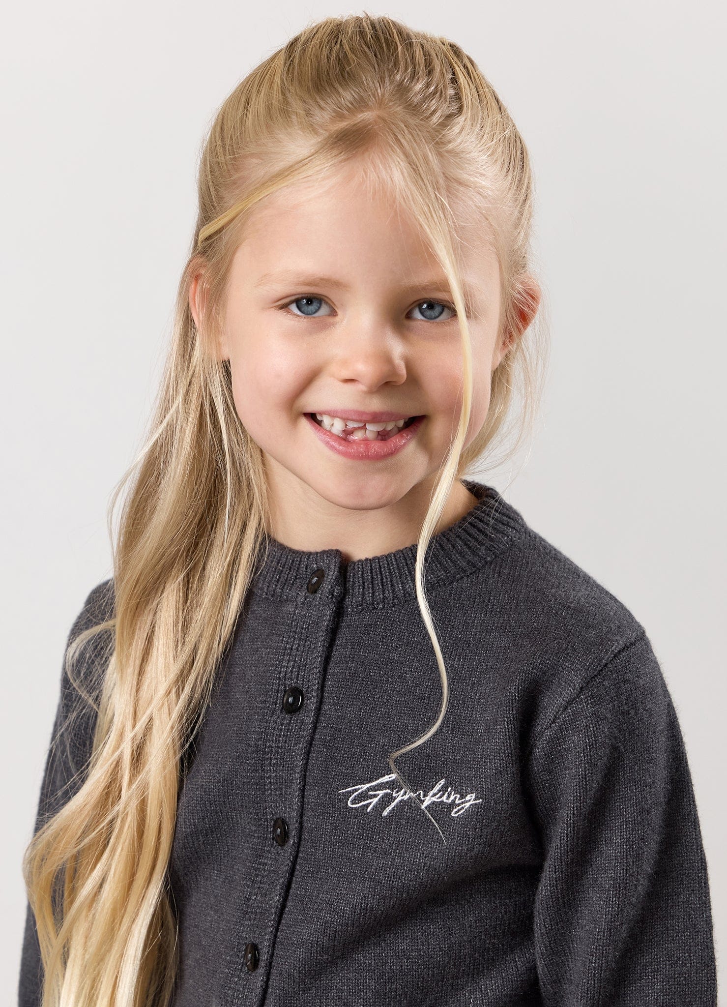 Gym King Kids True Knit Fitted Cardigan - Charcoal