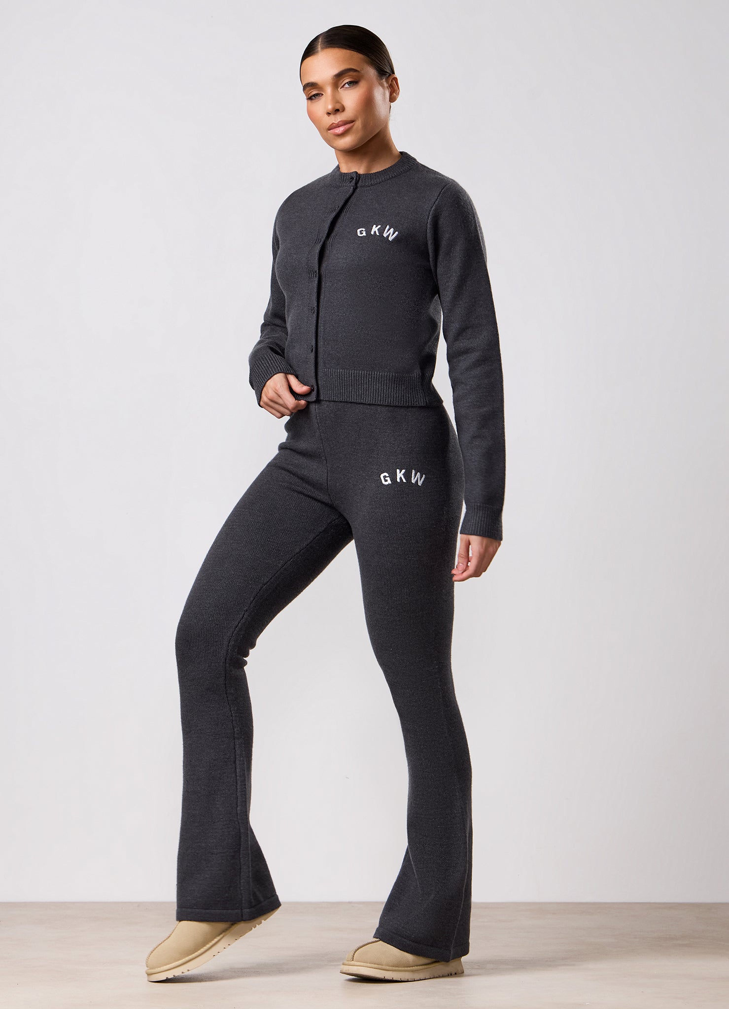 Gym King True Knit Fitted Cardigan - Charcoal