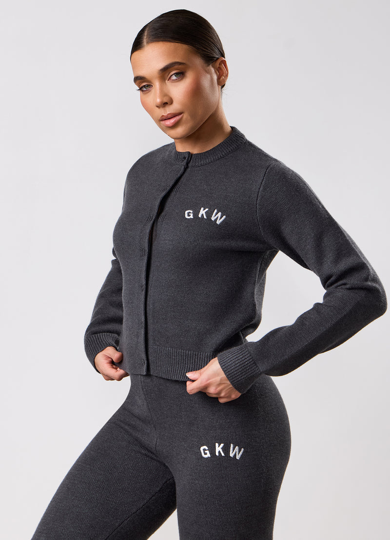 Gym King True Knit Fitted Cardigan - Charcoal