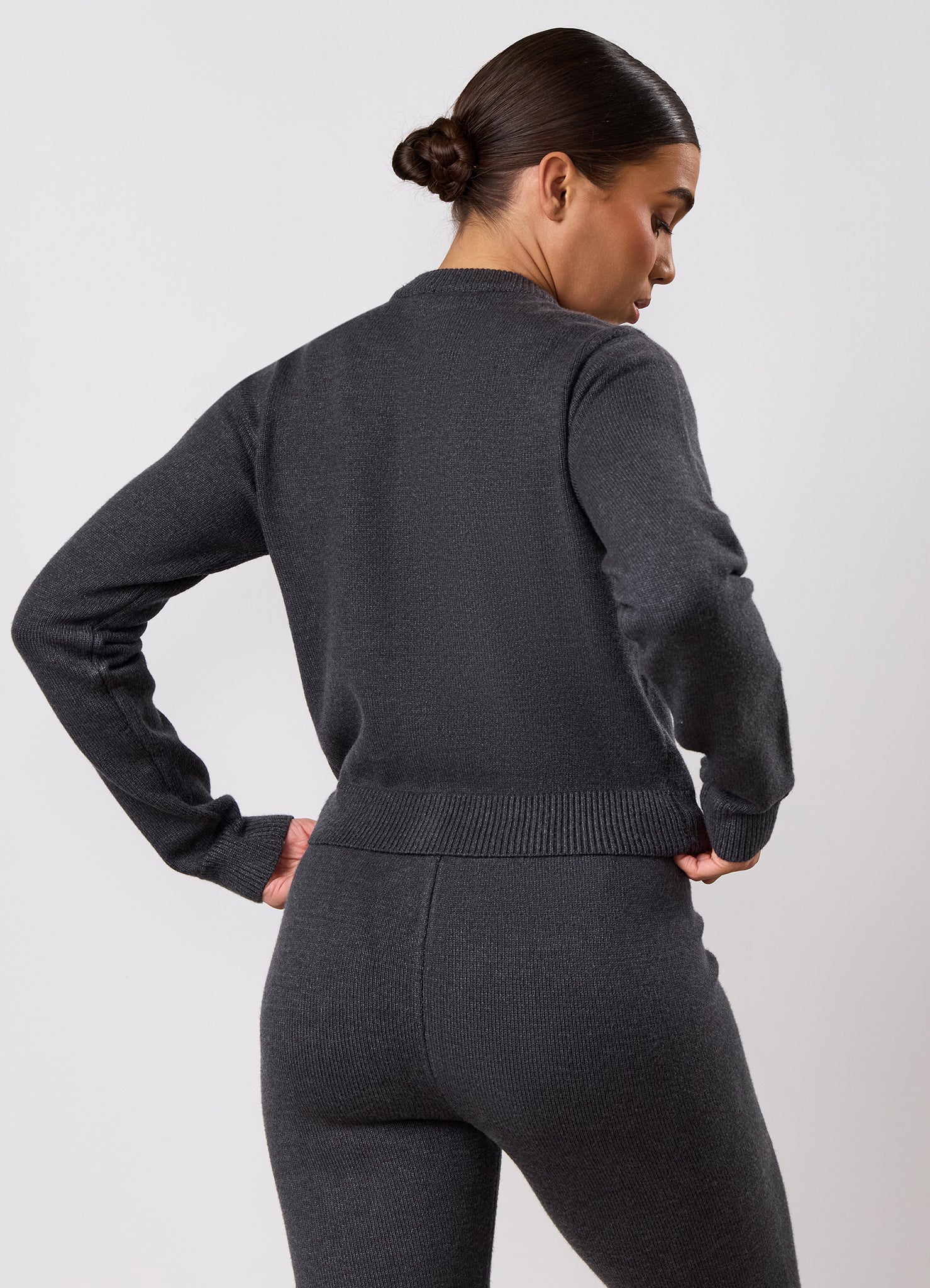 Gym King True Knit Fitted Cardigan - Charcoal