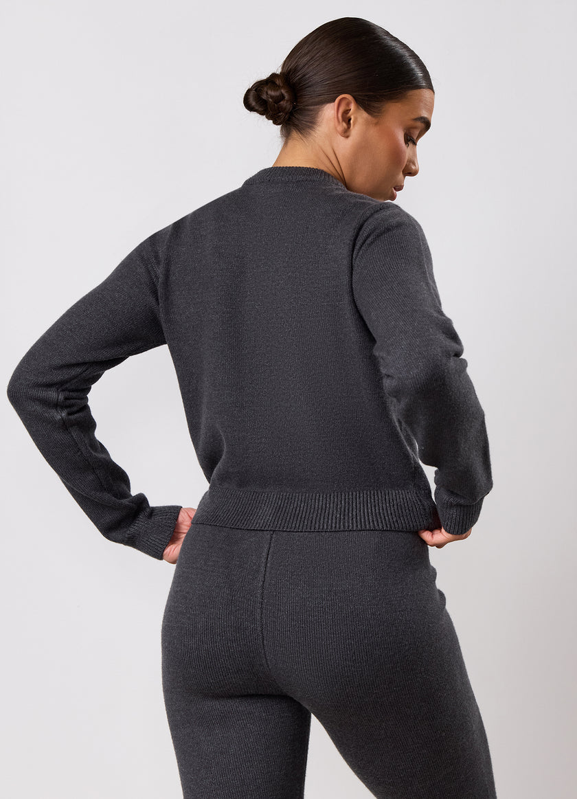 Gym King True Knit Fitted Cardigan - Charcoal