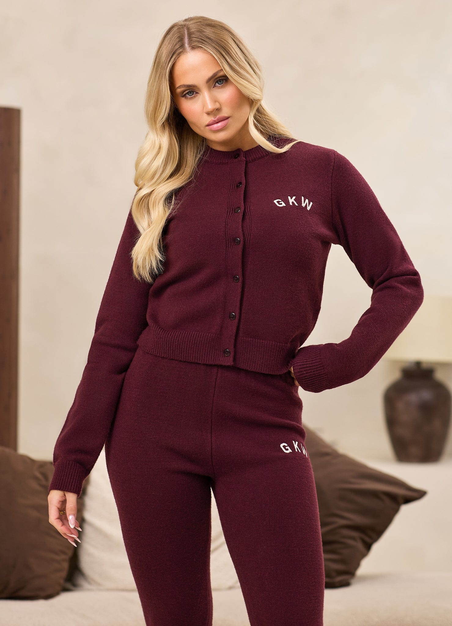 Gym King True Knit Fitted Cardigan - Dark Cherry