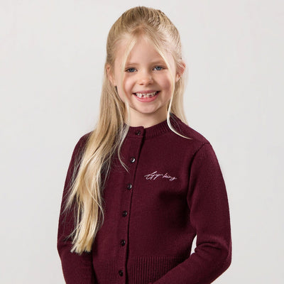 Gym King Kids True Knit Fitted Cardigan - Deep Cherry