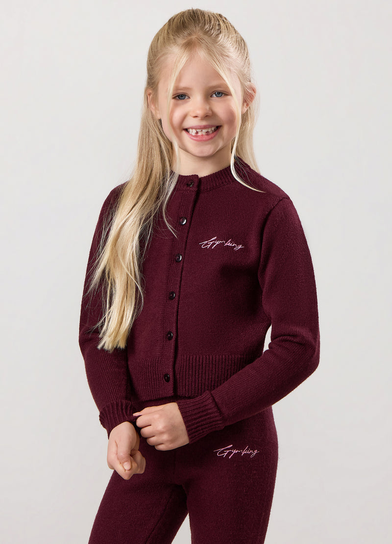 Gym King Kids True Knit Fitted Cardigan - Deep Cherry