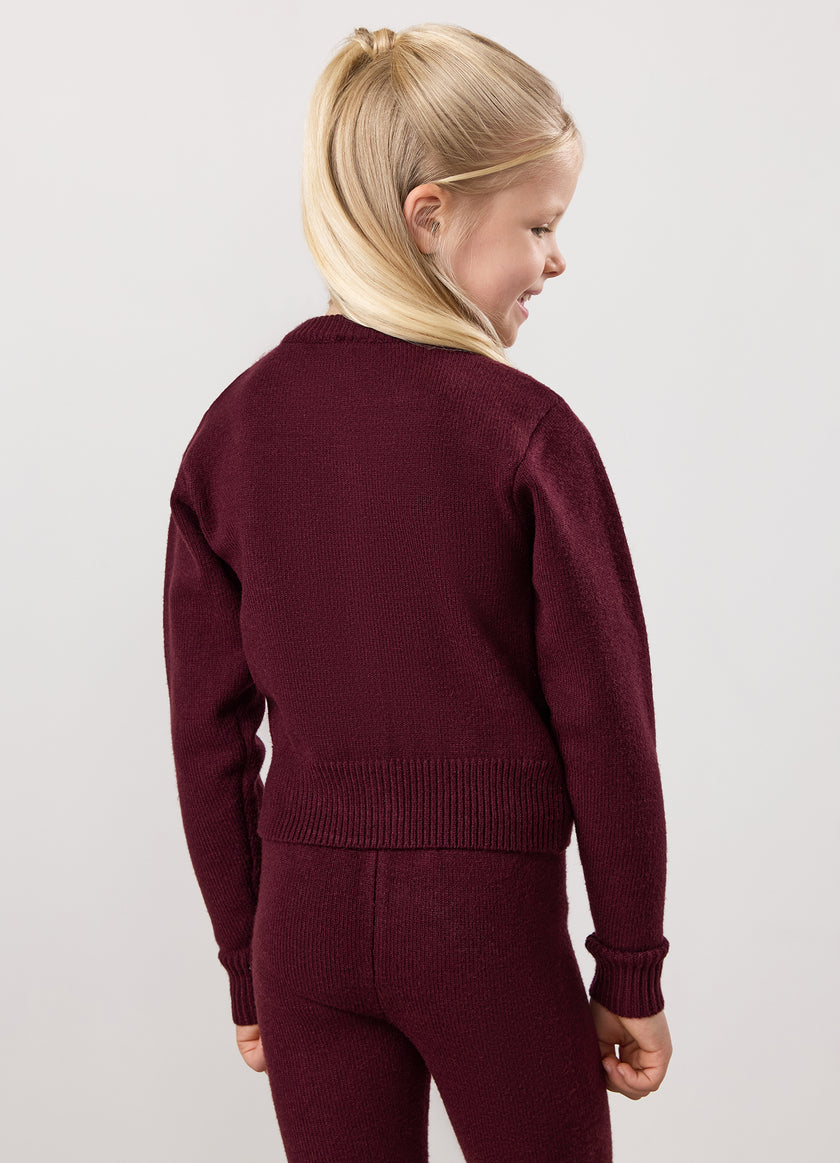 Gym King Kids True Knit Fitted Cardigan - Deep Cherry