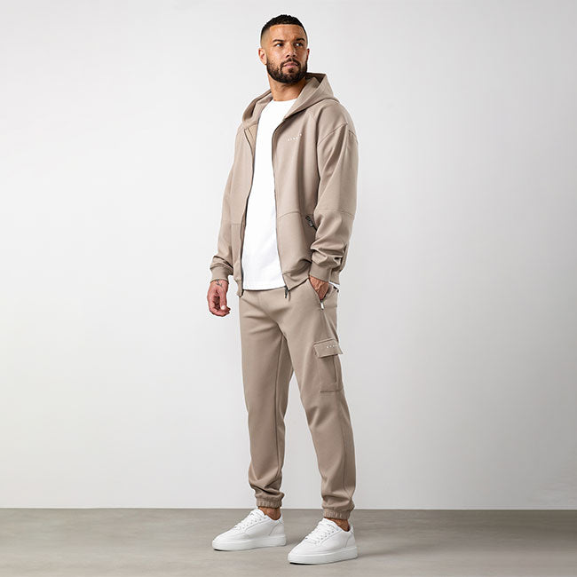 Gym King Linear Travel Full Zip Hood Tracksuit - Claydust